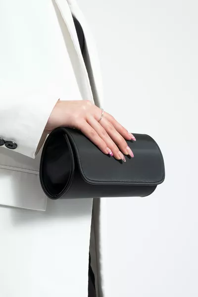 Black Satin Evening Bag, Portfolio Bag, Clutch Bag