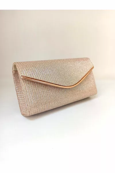 Women's evening bag with powder glitter trim accessory