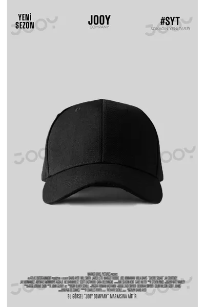 قبعة رياضية سوداء سادة للجنسين قابلة للتعديل في الخلف بسترة لاصقة