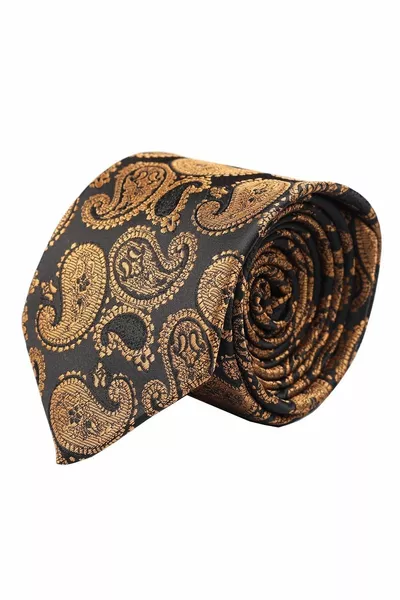 Scarf Pattern Gold & Black Tie & Handkerchief