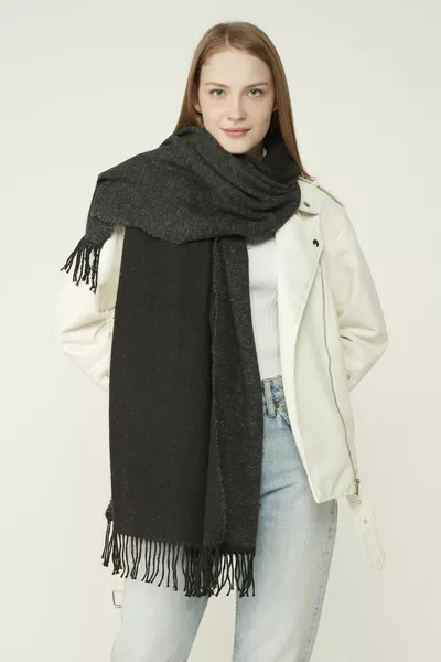  Black Anthracite Double-Sided Thick Shoulder Shawl Scarf