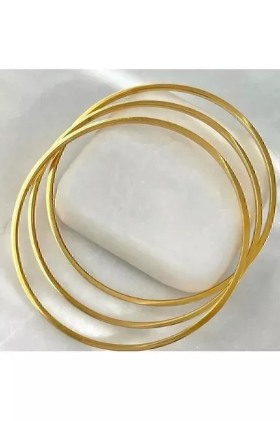 Steel Women Thin Plain Ajda Bracelet Set of 3