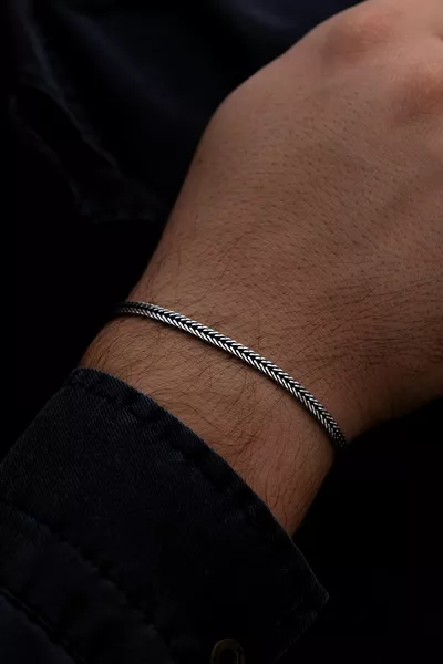 Herren Silber Armband - 3,5 mm Fuchsschwanz Flachmodell Silberarmband