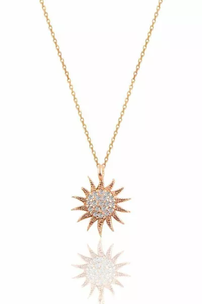 Silver Rose Sun Necklace rose