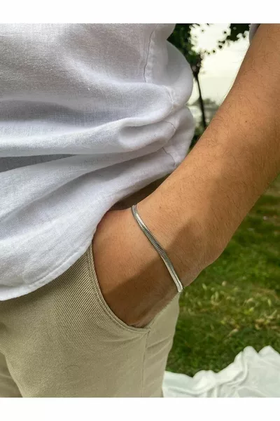 Men's Woven Italian Chain Steel Bracelet