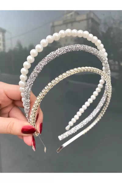 3-Piece Satin Pearl and Stone Tiara Set