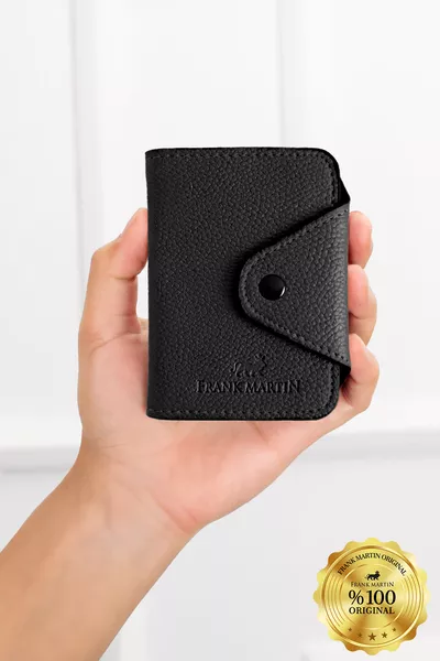 Portefeuille accordéon à plusieurs compartiments avec fermoir pression, modèle fin Riva, pour  cartes