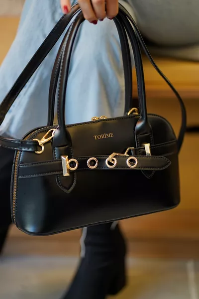 Borsa a tracolla da donna in pelle vegana con dettaglio cintura nera – Elegante e resistente