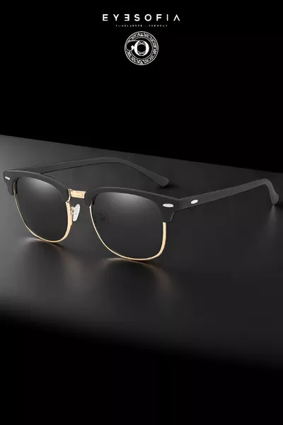 نظارة شمسية كلاسمستر unisex سوداء مع عدسات معتمدة من الزجاج