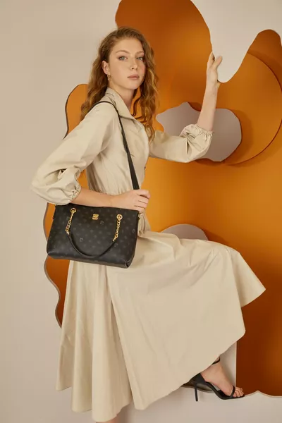 Black Monogram Women's Shoulder Bag 