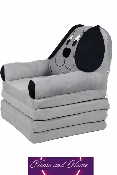 Cushioned Foldable Baby-Child Chair Seat Portable Bed Pouf Down Fabric Dog Pattern