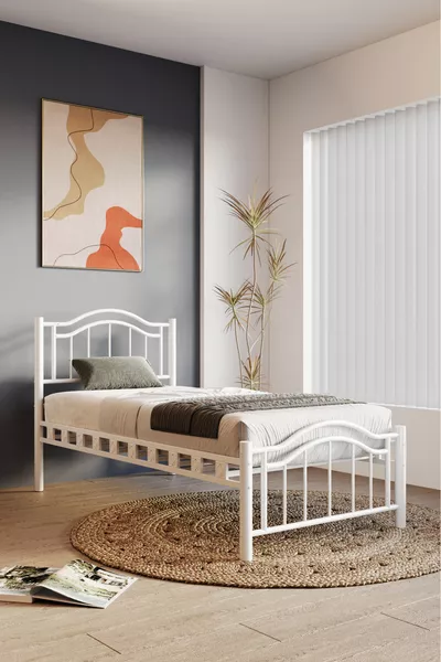 Belinay Wrought Iron Metal Single Bed White