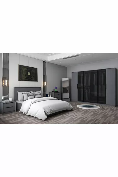 Kale Luxe Yatak Odası Takımı - Antrasit Set 1