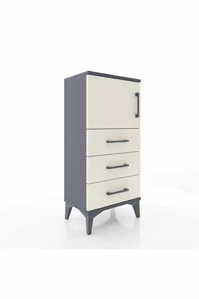 أرجيس كومودين رف واحد 3 أدراج باب واحد أنثراسيت-رصاصي