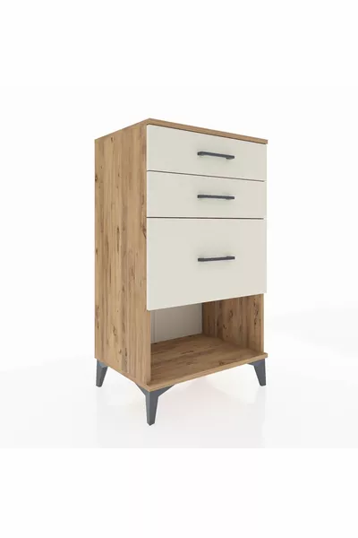 كومودين هايبرون بـ 3 أدراج من خشب الصنوبر وحجر الآياشت