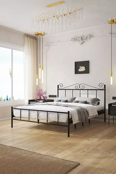 Lit en métal noir Paris Ferforje pour deux personnes