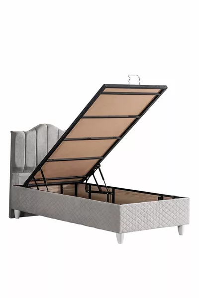 قاعدة سرير، مجموعة تريند المزدوجة، قاعدة سرير مفرد مع رأسية - رمادي