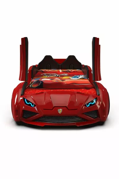 Supercarbeds - Lamborghini - Lit Voiture avec Roues - Extreme - Portes Ouvertes Vers le Haut - Rouge