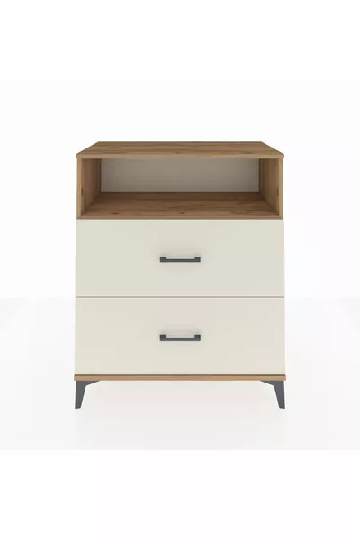 خزانة هابريون بطابق واحد ودرجين من خشب الصنوبر وحجر الآيواست