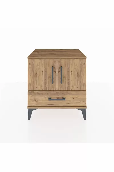 طاولة سرير هيبريون، رفوان، درج واحد، بابان، صنوبر صنوبر