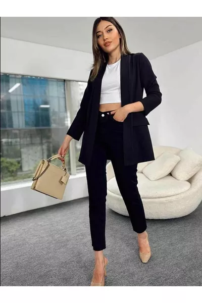 سترة بليزر نسائية من قماش مزدوج