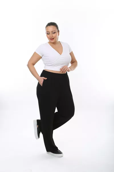 Women's Plus Size Various Viscose Spring Summer Black Pants