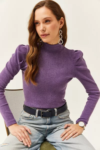 Blouse pour femme, princesse violette, manches longues en lycra 