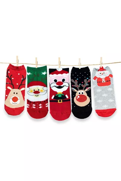 Set di 5 calze di Natale colorate per Capodanno