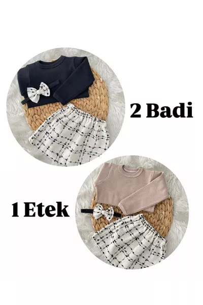 طقم فتاة مكون من 2 بلوزة  تنورة شانيل