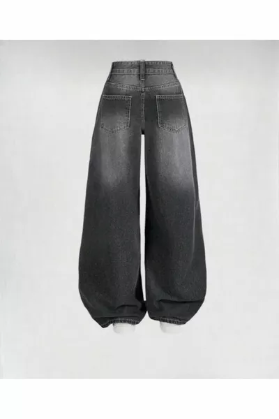 Smoked Wash Wide-Leg Baggy Jeans Retro