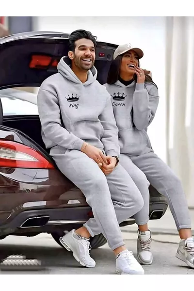 Двухцветный спортивный костюм для пар King и Queen, комплект из верхней и нижней части