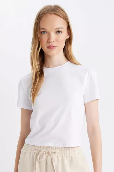 Coool Fitted Bisiklet Yaka Basic Düz Kısa Kollu Siyah Tişört SP