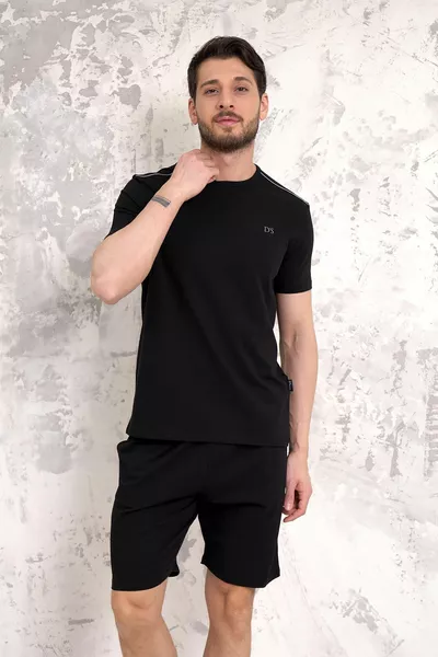 طقم شورت قطني Ds Damat Maschio باللون الأسود