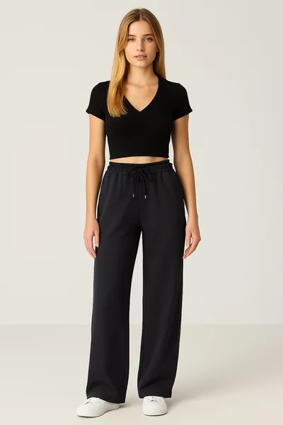 سروال رياضي واسع الأرجل من المودال