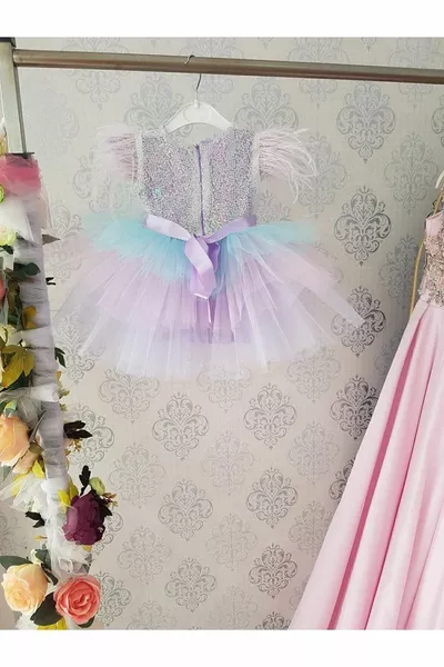 فستان أطفال بطابع يونيكورن وحورية البحر