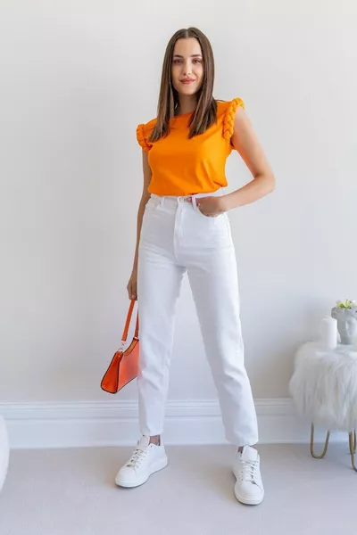High-Waisted White Mom Jeans Stretch Denim Pants