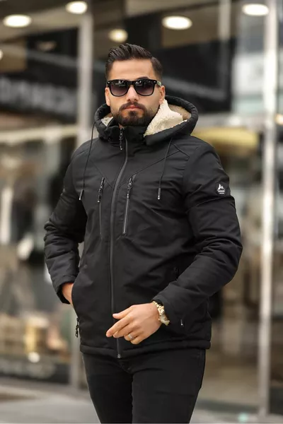 Мужская зимняя куртка с отстегивающимся капюшоном