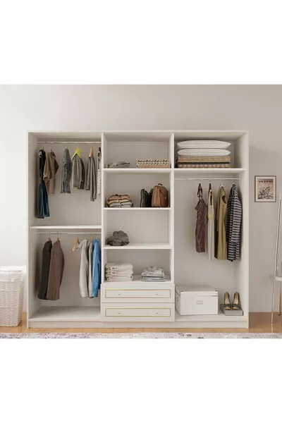 خزانة ملابس جولد كانتري بمرايا 6 أبواب ودرجين