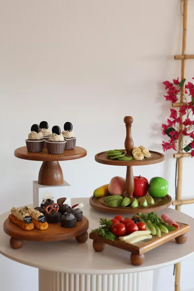 Justwood 4-Tier 2-Level Cake Stand,  Cm Cake Plate,  Cm Risus,  Small Risus Wooden Wedding Set