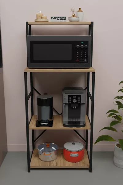 Mensola da Cucina Multiuso per Banco, Supporto per Forno a Microonde, Piano da Cucina in Pino Atlantico