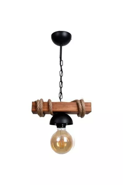 ثريا خشبية مفردة بحبل بأسلوب ريفي