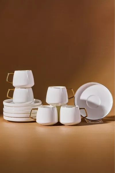 Сатурн комплект за кафе за 6 души  мл злато