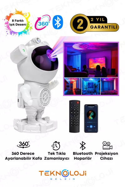 Ночник Проектор Звёзд Астронавт Светящийся Галактика Млечный Путь С Пультом ДУ