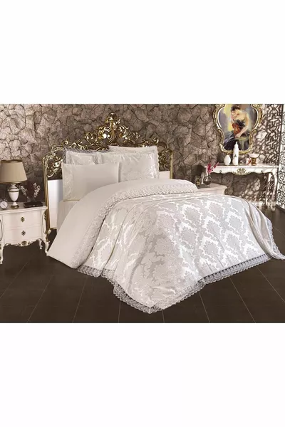 French Lace Lalezar Bridal Set 7 Pieces Cream  cm