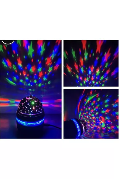 مصباح ليلي لغرفة الأطفال والرضع بإسقاط المشروع، غلاف أسود وحلقة زرقاء صغيرة