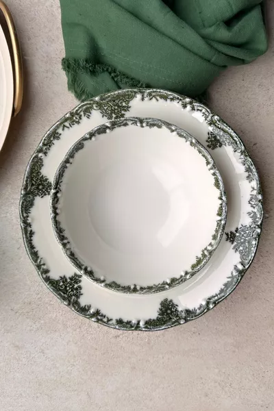 Antique Green 6-persoons  cm Speciale Ontwerp Premium Porseleinen Soepkommen Set 