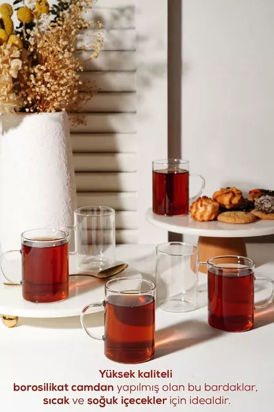 6 أكواب زجاجية فاخرة رفيعة مقاومة للحرارة من البوروسيليكات 