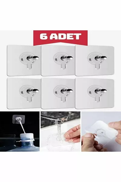 6 Pieces Super Strong Frame Hanger Pin-Free Nail Screw Hook Adhesive Shelf Holder Hanger