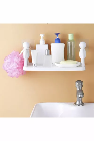 Mensola da Bagno in Stile Craft Autoadesiva Organizer per Spezie 1 Ripiano con Omino