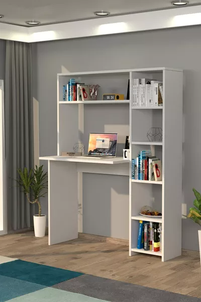 Duru Bücherregal-Schreibtisch Weiß